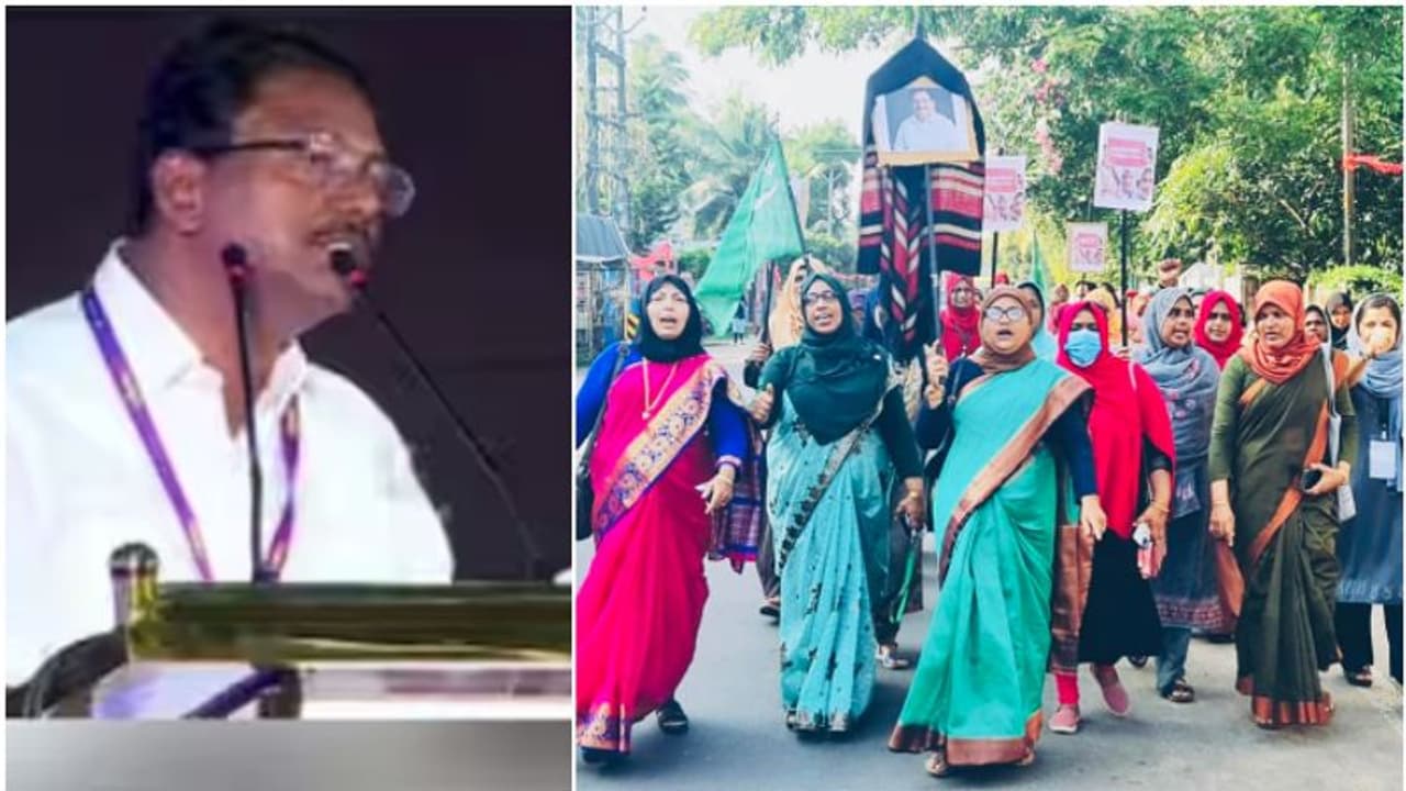 തട്ടം പരാമർശത്തിൽ കടുപ്പിച്ച് വനിതാ ലീഗ്, പൊന്നാനിയിൽ അനിൽകുമാറിനെ കറുത്ത തട്ടമണിയിച്ച് പ്രതീകാത്മക പ്രതിഷേധം തട്ടം പരാമർശത്തിൽ കടുപ്പിച്ച് വനിതാ ലീഗ്, പൊന്നാനിയിൽ അനിൽകുമാറിനെ കറുത്ത തട്ടമണിയിച്ച് പ്രതീകാത്മക പ്രതിഷേധം