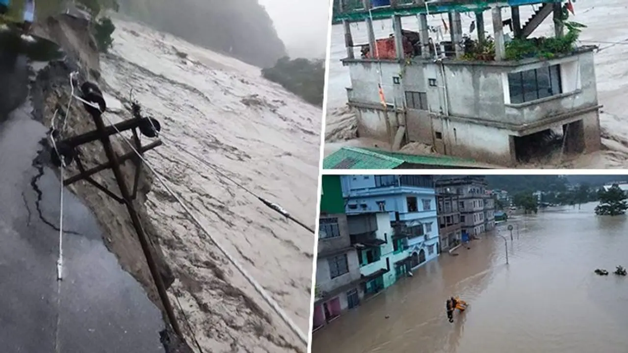 Flash floods in Sikkim wash away roads, bridges; 23 Army personnel missing | WATCH Flash floods in Sikkim wash away roads, bridges; 23 Army personnel missing | WATCH