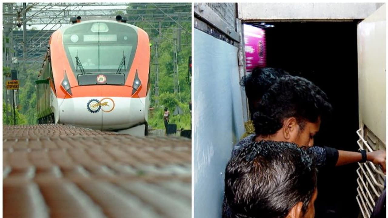 നേരം ഇരുട്ടി, അകലെ വന്ദേഭാരതിന്‍റെ ശബ്‍ദം! പിടിച്ചിട്ട ട്രെയിനിൽ ശ്വാസം മുട്ടുന്നവർക്ക് ആശ്വാസം, ദുരിതയാത്ര 