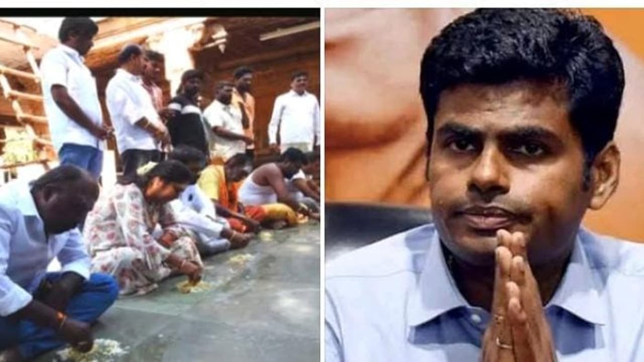 அண்ணாமலைக்கு உடல்நிலை பாதிப்பு..! கோயிலில் மண் சோறு சாப்பிட்டு சிறப்பு வழிபாடு நடத்திய பாஜகவினர்