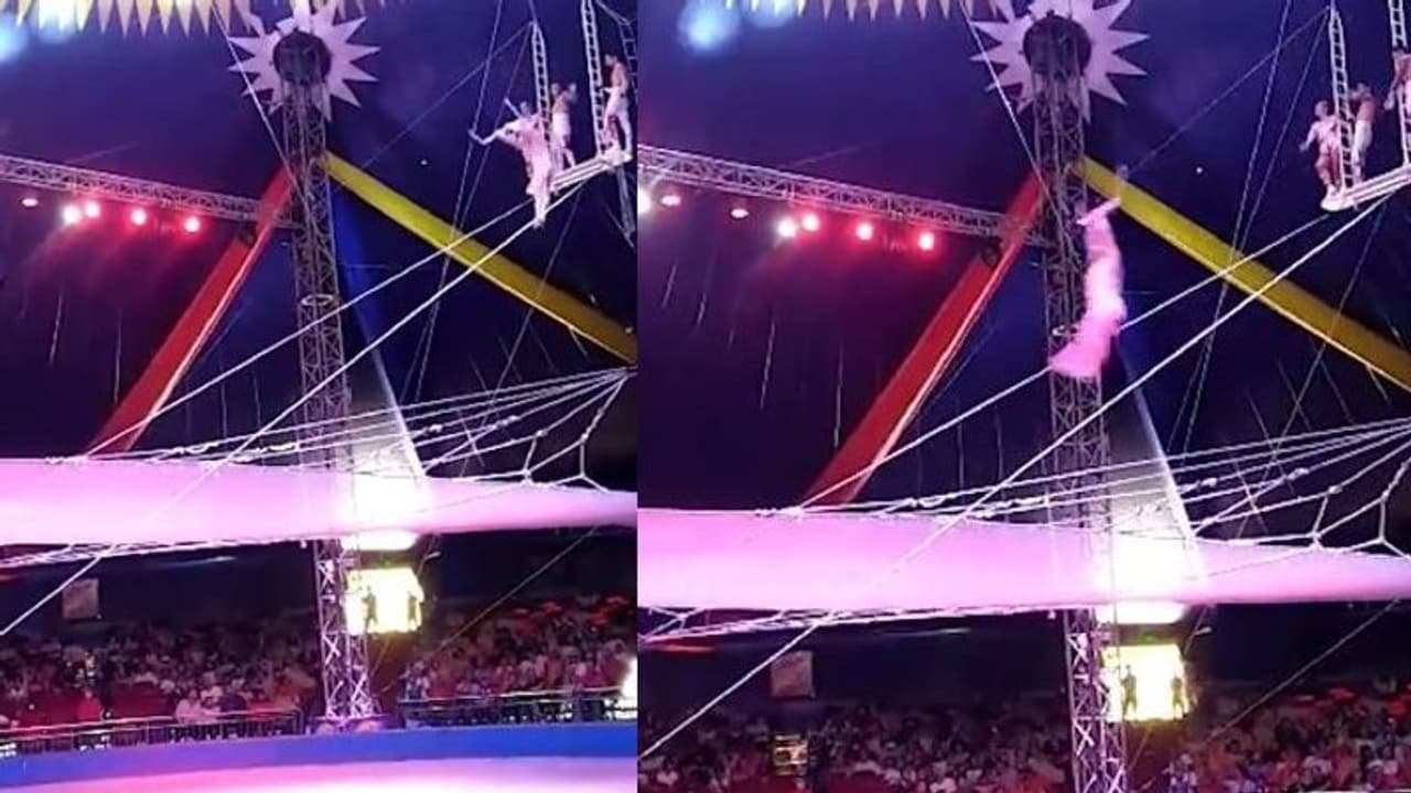 ರಾಡ್ ತುಂಡಾಗಿ 29 ಅಡಿ ಎತ್ತರದಿಂದ ಕೆಳಗೆ ಬಿದ್ದ ಸರ್ಕಸ್ ಕಲಾವಿದ: ಆಘಾತಕಾರಿ ವೀಡಿಯೋ