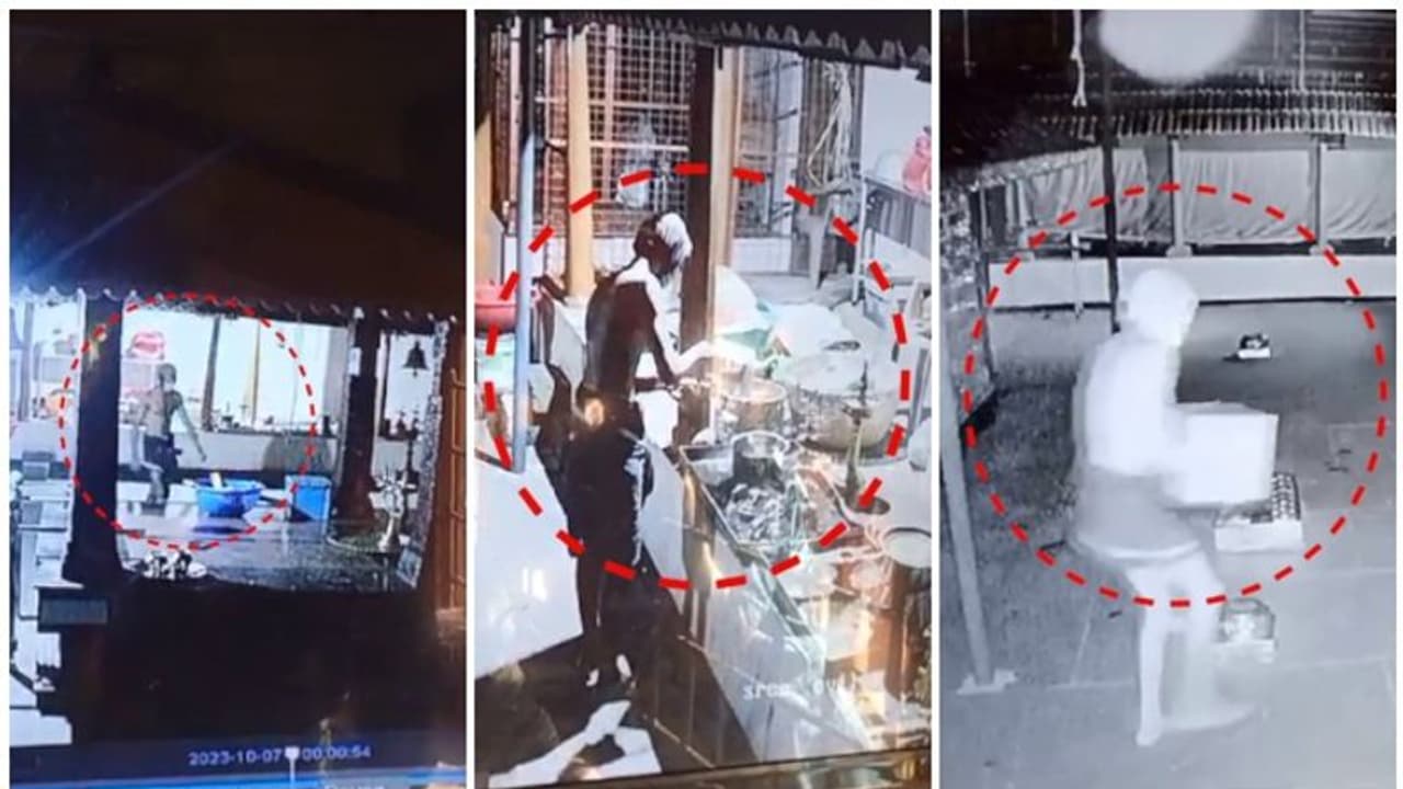 ക്ഷേത്രത്തിൽ ദീപം തെളിയിച്ച ശേഷം മോഷണം; സിസിടിവിയില് കുടുങ്ങിയ കള്ളനായി തെരച്ചില്, വീഡിയോ ക്ഷേത്രത്തിൽ ദീപം തെളിയിച്ച ശേഷം മോഷണം; സിസിടിവിയില് കുടുങ്ങിയ കള്ളനായി തെരച്ചില്, വീഡിയോ