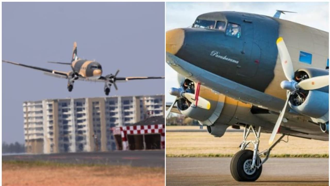 രാജ്യത്തിന്റെ വീറുറ്റ ചരിത്രം പേറുന്ന 'ഡക്കോട്ട'; വിസ്മയമായി 'പരശുരാമ' പ്രയാഗ്രാജിന്റെ ആകാശത്ത്, അഭിമാനം രാജ്യത്തിന്റെ വീറുറ്റ ചരിത്രം പേറുന്ന 'ഡക്കോട്ട'; വിസ്മയമായി 'പരശുരാമ' പ്രയാഗ്രാജിന്റെ ആകാശത്ത്, അഭിമാനം