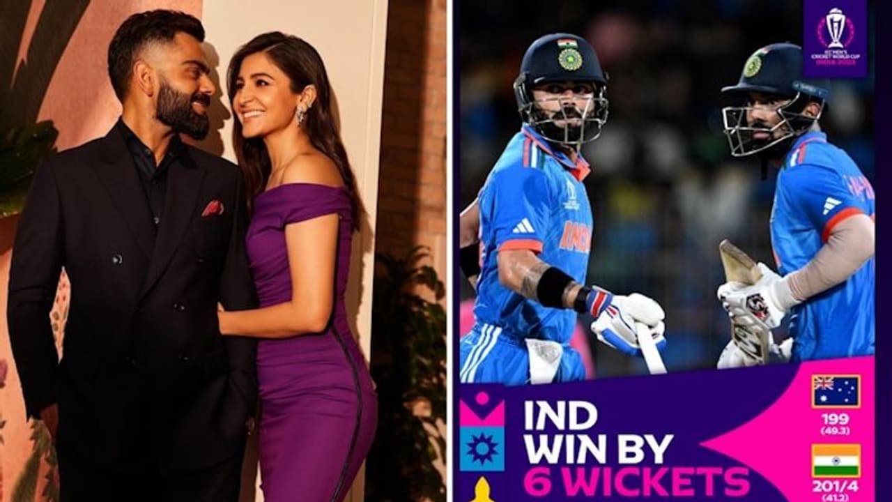 Cricket World Cup 2023: Anushka Sharma celebrates as Virat Kohli, KL Rahul steer India towards victory