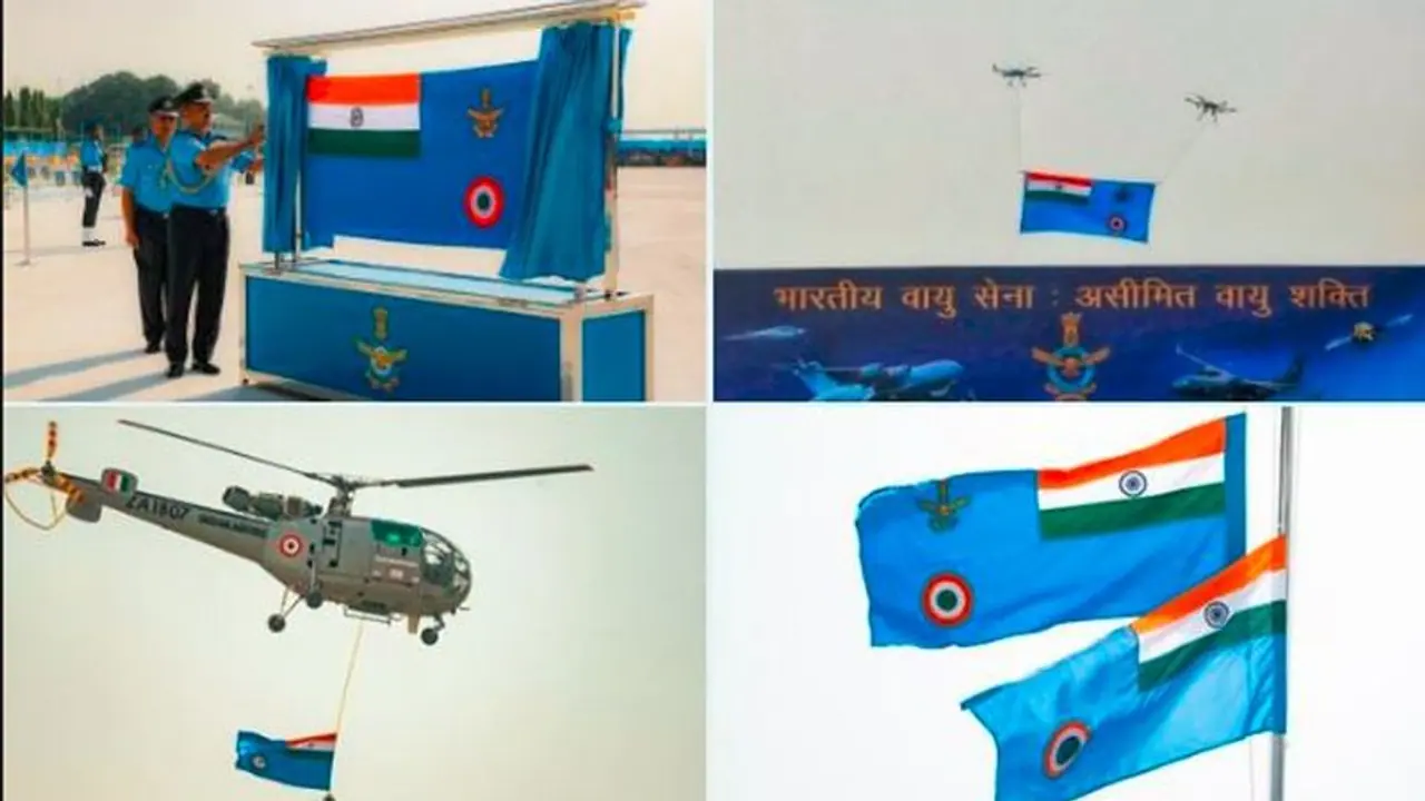 ಭಾರತೀಯ ವಾಯುಸೇನೆ @91: 72 ವರ್ಷಗಳ ಬಳಿಕ ಭಾರತೀಯ ಏರ್ಪೋರ್ಸ್ಗೆ ಹೊಸ ಧ್ವಜ ಭಾರತೀಯ ವಾಯುಸೇನೆ @91: 72 ವರ್ಷಗಳ ಬಳಿಕ ಭಾರತೀಯ ಏರ್ಪೋರ್ಸ್ಗೆ ಹೊಸ ಧ್ವಜ