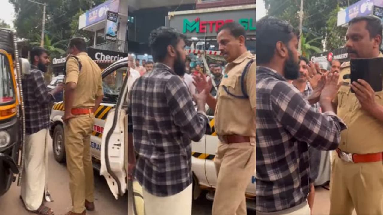 'ഹെല്‍മെറ്റില്ലെന്ന് പറഞ്ഞ് പിഴ, സീറ്റ് ബെൽറ്റെവിടെയെന്ന് മറുചോദ്യം'; നടുറോഡിൽ പൊലീസും യുവാവും തമ്മിൽ തർക്കം