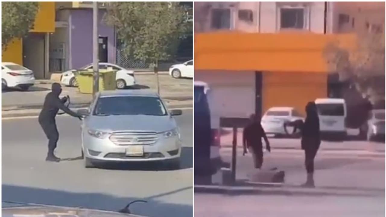 എടിഎമ്മിൽ പണം നിറക്കുമ്പോള്‍ തോക്ക് ചൂണ്ടിയെത്തി കൊള്ള; പൊലീസുമായി 'സിനിമാ സ്റ്റൈല്‍' ഏറ്റുമുട്ടല്‍, വീഡിയോ