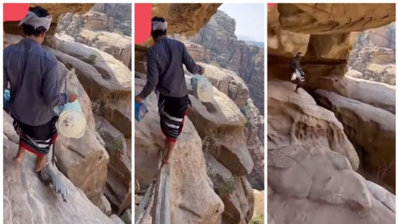 'കാണുമ്പോള്‍ ചങ്കിടിക്കും'; ചെങ്കുത്തായ പര്‍വ്വതത്തിലൂടെ അതിവേഗം നടന്നു നീങ്ങുന്ന ഒരാള്‍, വീഡിയോ വൈറല്‍ !