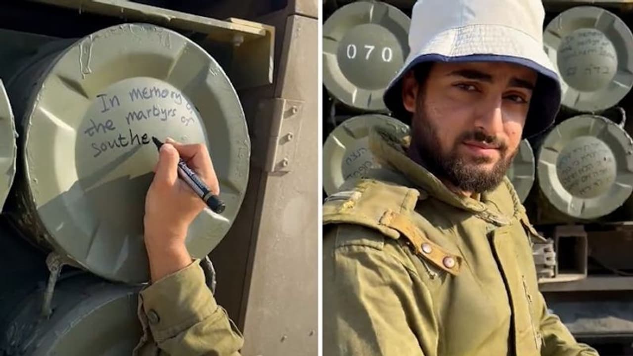 Israeli soldier pays tribute to Southern Israel's martyrs with heartfelt message on bombs | WATCH Israeli soldier pays tribute to Southern Israel's martyrs with heartfelt message on bombs | WATCH
