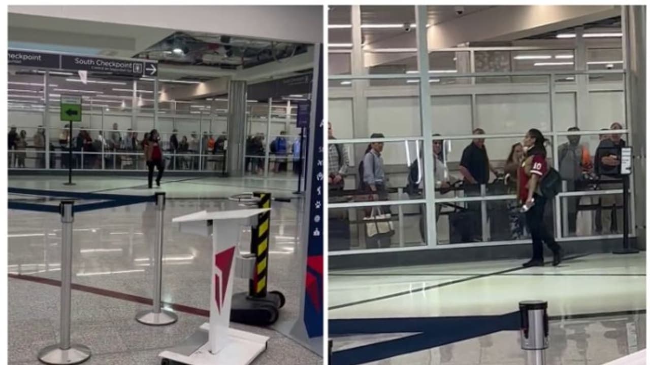 വിമാനത്താവളത്തില്‍ സെക്യൂരിറ്റി ചെക്കിന് മുന്നില്‍ കത്തിയുമായി സ്ത്രീയുടെ പരാക്രമം; മൂന്ന് പേരെ കുത്തി