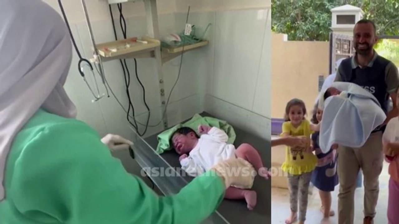 ബോംബ് മഴ പെയ്യുന്ന ഗാസയിൽ കുഞ്ഞ് പിറന്നു; യുദ്ധമുഖത്ത് നിന്ന് ഓടിയെത്തി അച്ഛൻ ബോംബ് മഴ പെയ്യുന്ന ഗാസയിൽ കുഞ്ഞ് പിറന്നു; യുദ്ധമുഖത്ത് നിന്ന് ഓടിയെത്തി അച്ഛൻ