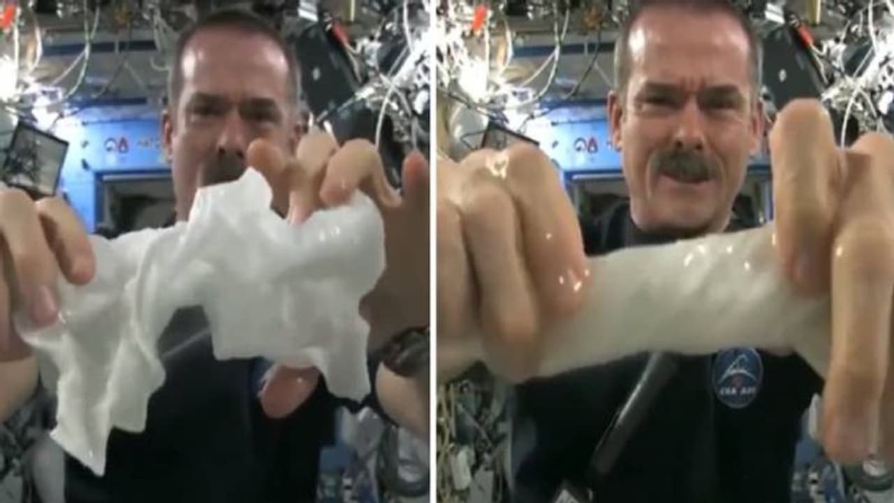 ബഹിരാകാശത്ത് ടവ്വൽ പിഴിഞ്ഞാൽ എങ്ങനെയിരിക്കും? വൈറലായി ഒരു വീഡിയോ ബഹിരാകാശത്ത് ടവ്വൽ പിഴിഞ്ഞാൽ എങ്ങനെയിരിക്കും? വൈറലായി ഒരു വീഡിയോ