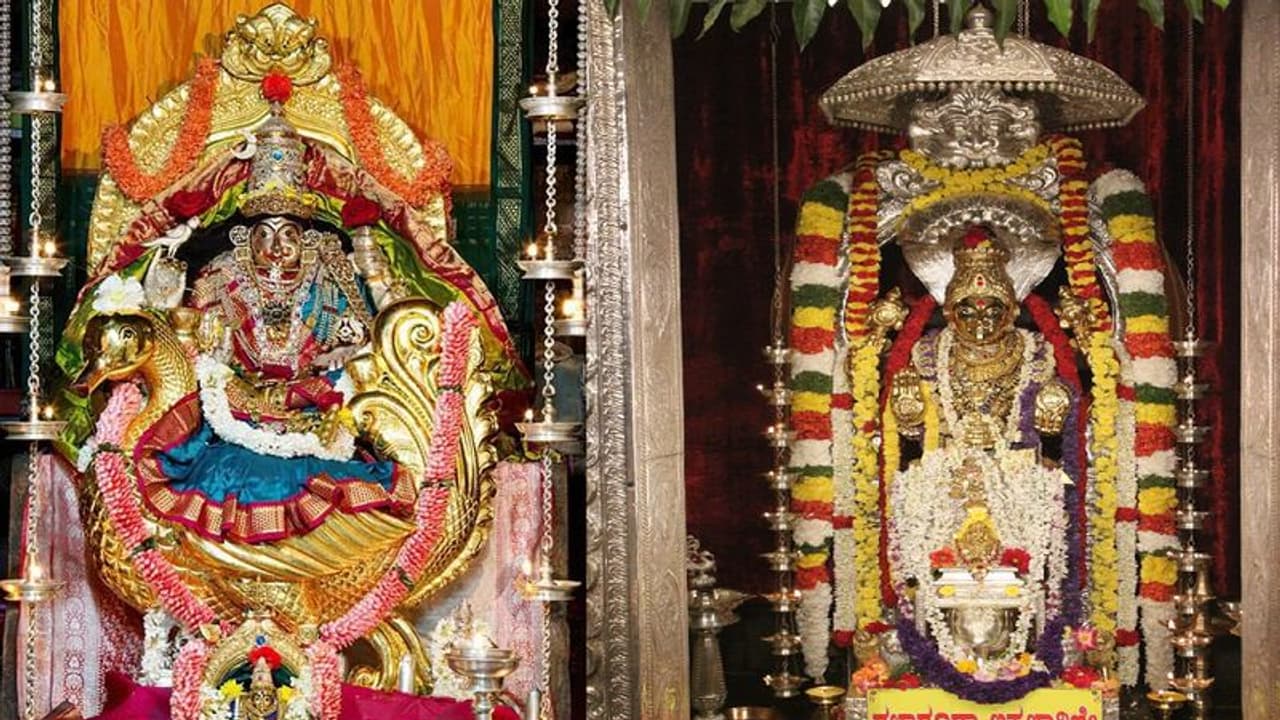 ನವರಾತ್ರಿ ಸಂಭ್ರಮ: ಶಾರದೆಗೆ ಬ್ರಾಹ್ಮಿ ಅಲಂಕಾರ, ಅನ್ನಪೂಣೇಶ್ವರಿಗೆ ಗಜಾರೂಢಾ ಬ್ರಹ್ಮಚಾರಿಣೀ ರೂಪ ನವರಾತ್ರಿ ಸಂಭ್ರಮ: ಶಾರದೆಗೆ ಬ್ರಾಹ್ಮಿ ಅಲಂಕಾರ, ಅನ್ನಪೂಣೇಶ್ವರಿಗೆ ಗಜಾರೂಢಾ ಬ್ರಹ್ಮಚಾರಿಣೀ ರೂಪ