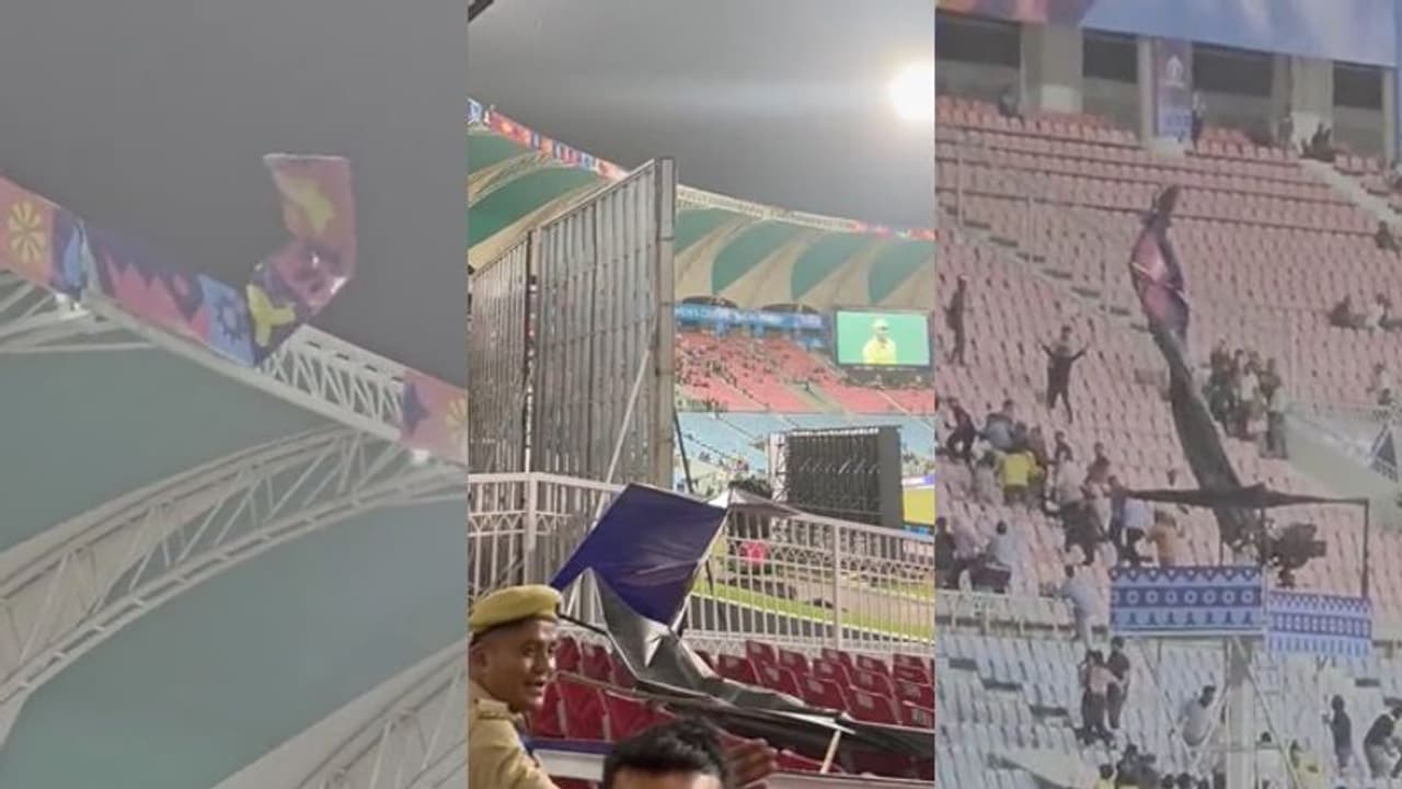 ಆಸೀಸ್‌ ಶ್ರೀಲಂಕಾ ಪಂದ್ಯದ ನಡುವೆ ಡಸ್ಟ್‌ ಸ್ಟ್ರೋಮ್‌, ಪ್ರೇಕ್ಷಕರ ಗ್ಯಾಲರಿಯಲ್ಲಿ ಬಿದ್ದ ಹೋರ್ಡಿಂಗ್‌!
