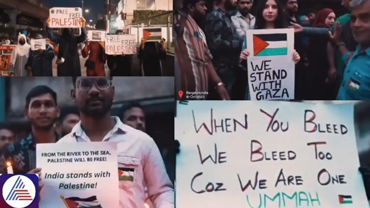 Bengaluru protestors form human chain at MG Road seeking India's support to Palestine in Israel Hamas conflict