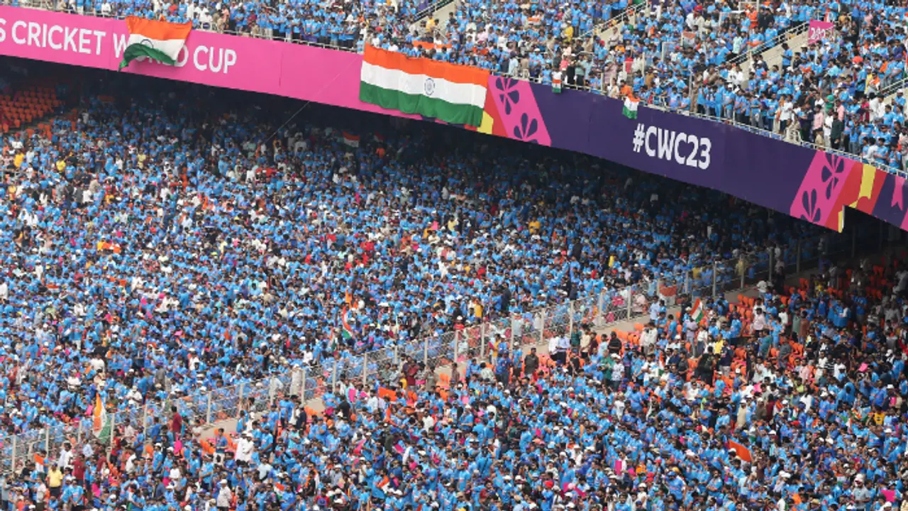 Narendra Modi Stadium turns into a sea of blue as fans get ready for the final showdown Narendra Modi Stadium turns into a sea of blue as fans get ready for the final showdown