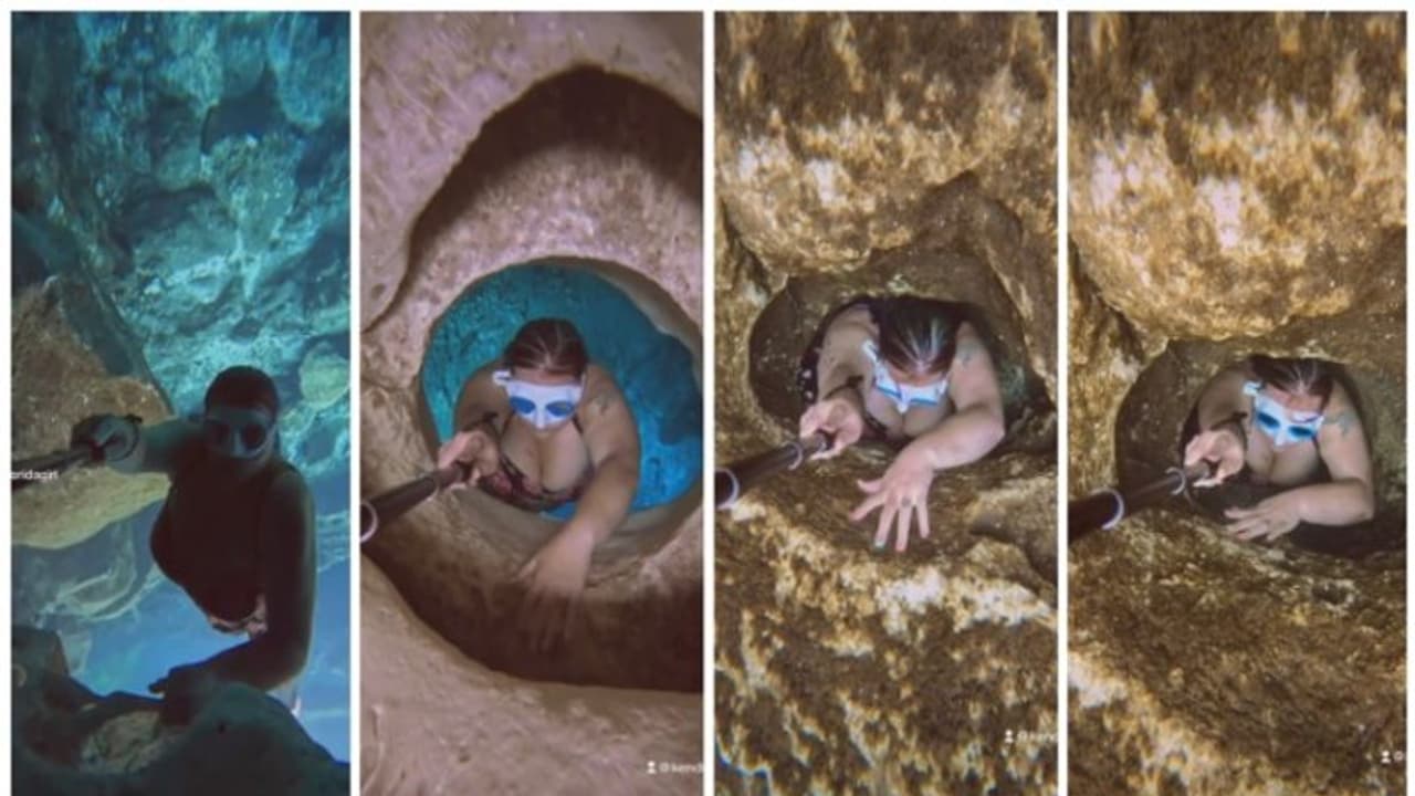 അവിശ്വസനീയം, തീരെ ഇടുങ്ങിയ ജലാശയ ഗുഹ നീന്തിക്കയറുന്ന യുവതി; വീഡിയോ കണ്ട് ഞെട്ടി നെറ്റിസണ്‍സ് !