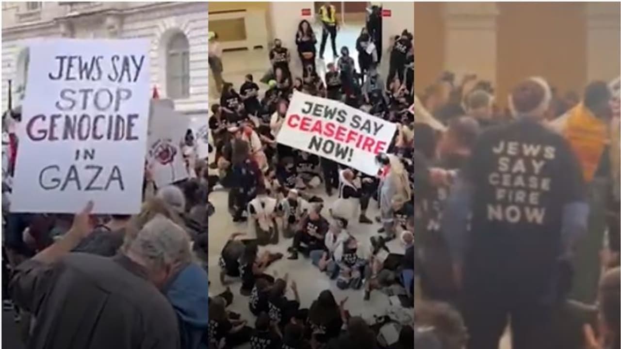 ഗാസയിലെ കൂട്ടക്കുരുതി അവസാനിപ്പിക്കണമെന്ന പ്ലക്കാർഡുമായി ജൂതർ; പ്രതിഷേധം അമേരിക്കയിലെ ക്യാപിറ്റോൾ ഹില്ലിൽ ഗാസയിലെ കൂട്ടക്കുരുതി അവസാനിപ്പിക്കണമെന്ന പ്ലക്കാർഡുമായി ജൂതർ; പ്രതിഷേധം അമേരിക്കയിലെ ക്യാപിറ്റോൾ ഹില്ലിൽ