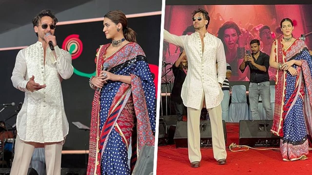 Ganapath: Witness Tiger Shroff, Kriti Sanon elevating style game by ringing in Navratri at Ahmedabad Ganapath: Witness Tiger Shroff, Kriti Sanon elevating style game by ringing in Navratri at Ahmedabad