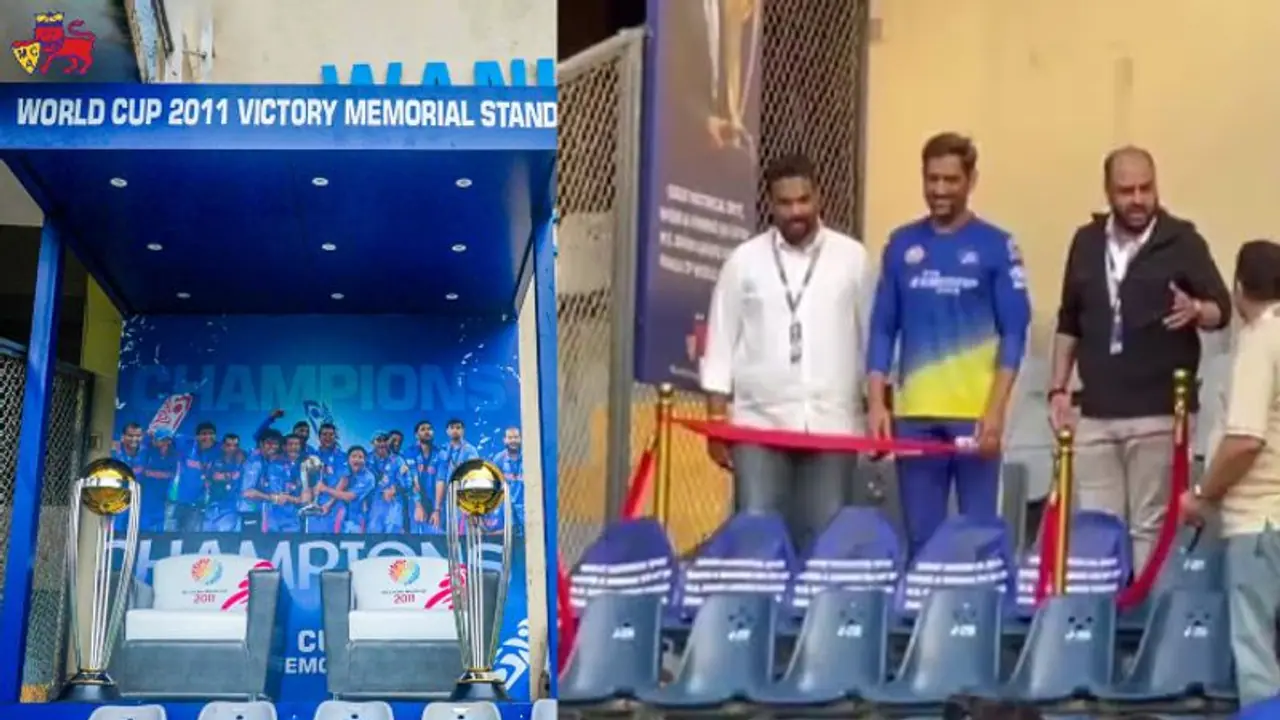 2011 உலகக் கோப்பையில் தோனி அடித்த சிக்ஸர் விழுந்த இடத்தை நினைவுச் சின்னமாக மாற்றிய வான்கடே ஸ்டேடியம்! 2011 உலகக் கோப்பையில் தோனி அடித்த சிக்ஸர் விழுந்த இடத்தை நினைவுச் சின்னமாக மாற்றிய வான்கடே ஸ்டேடியம்!