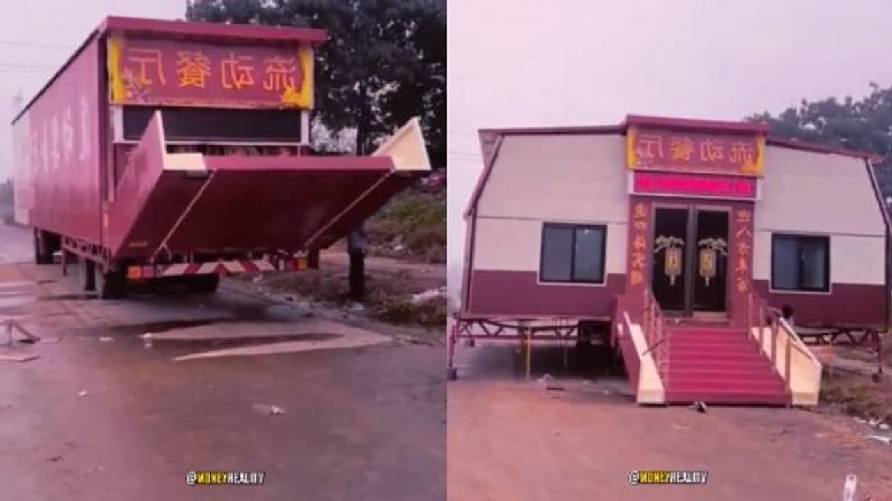 വെറും മിനിറ്റുകൾക്കുള്ളിൽ അടിപൊളി റെസ്റ്റോറന്റായി മാറുന്ന ചൈനീസ് ഫുഡ് ട്രക്ക്, വീഡിയോ കാണാം