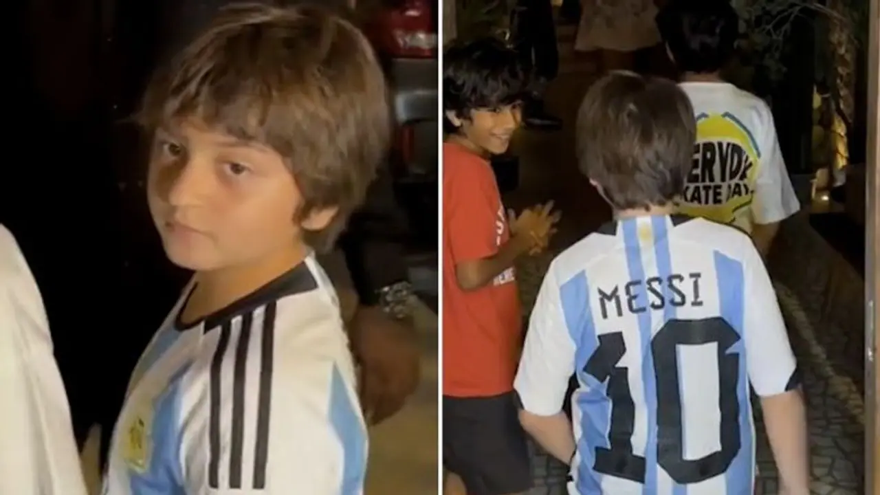 Shah Rukh Khan's youngest, AbRam Khan, makes rare public appearance in Messi jersey [WATCH]