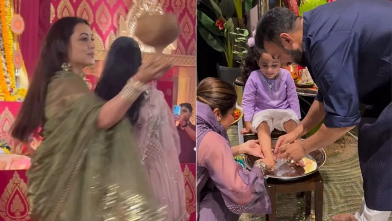 Durga Puja 2023: Rani Mukerji, Tanishaa perform Dhununchi dance, Shilpa Shetty does Kanya Puja with daughter