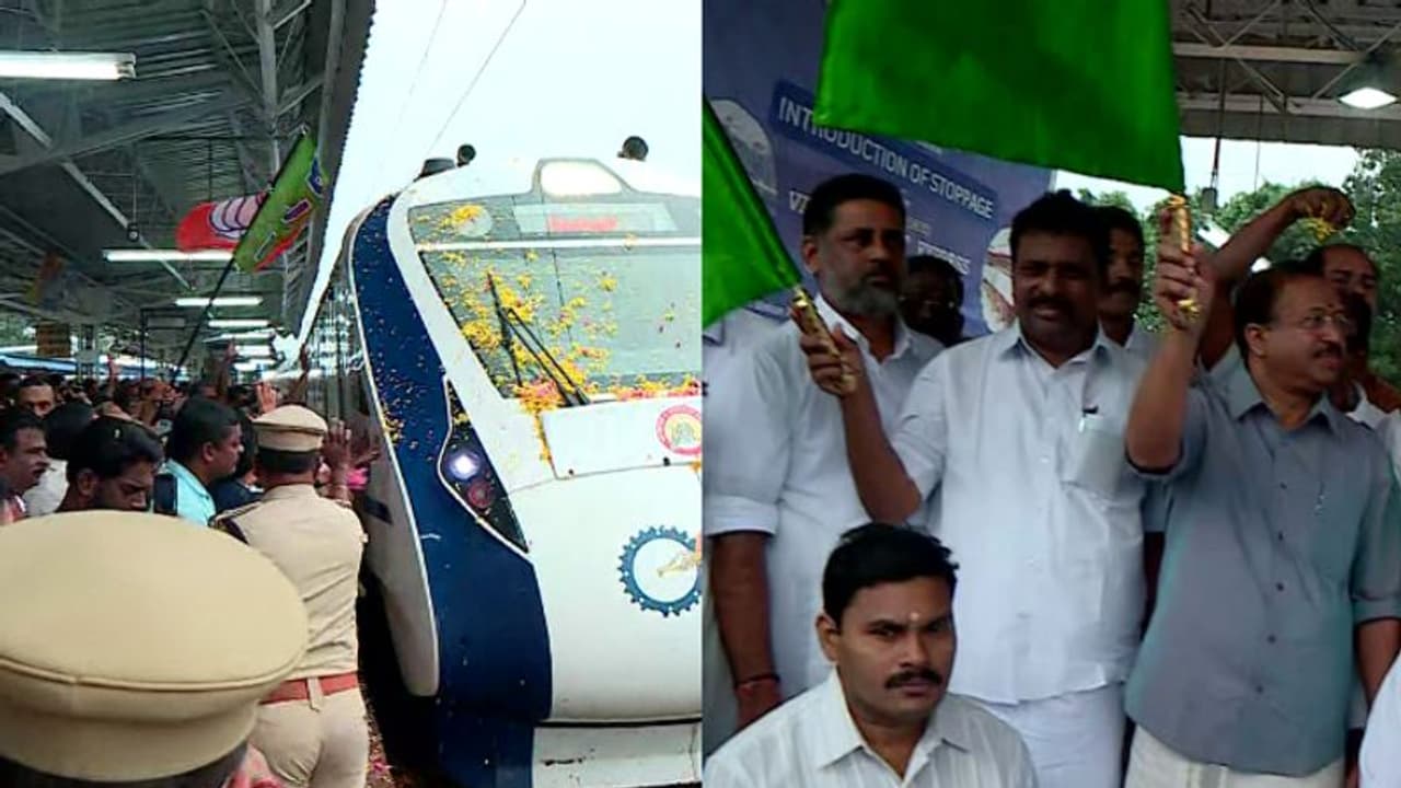 Kerala: Vande Bharat gets grand reception in Chengannur Railway Station