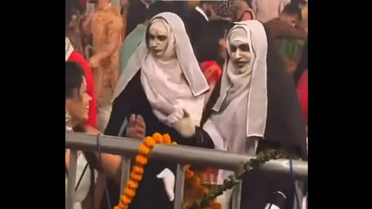 Viral video: Dancers dressed as 'The Nun' join traditional Garba dance; sparks mixed reactions (WATCH)