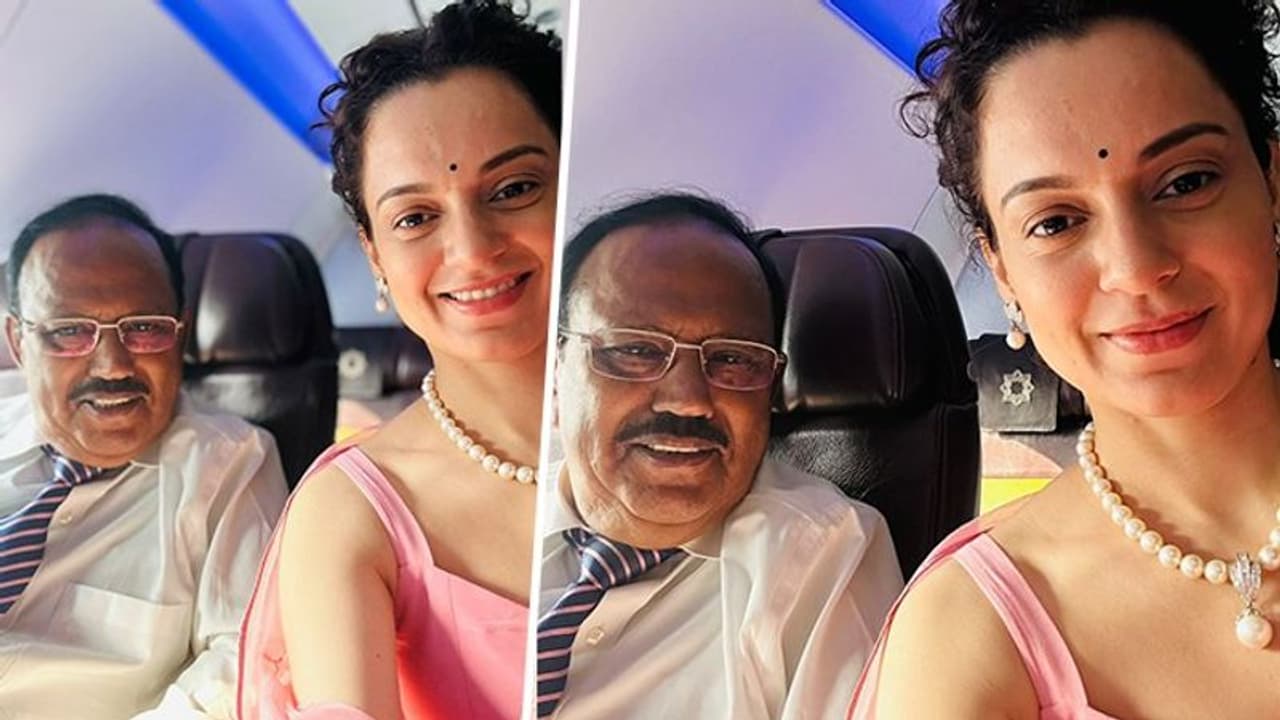 Tejas: Kangana Ranaut meets NSA Ajit Doval on flight during her film promotion Tejas: Kangana Ranaut meets NSA Ajit Doval on flight during her film promotion