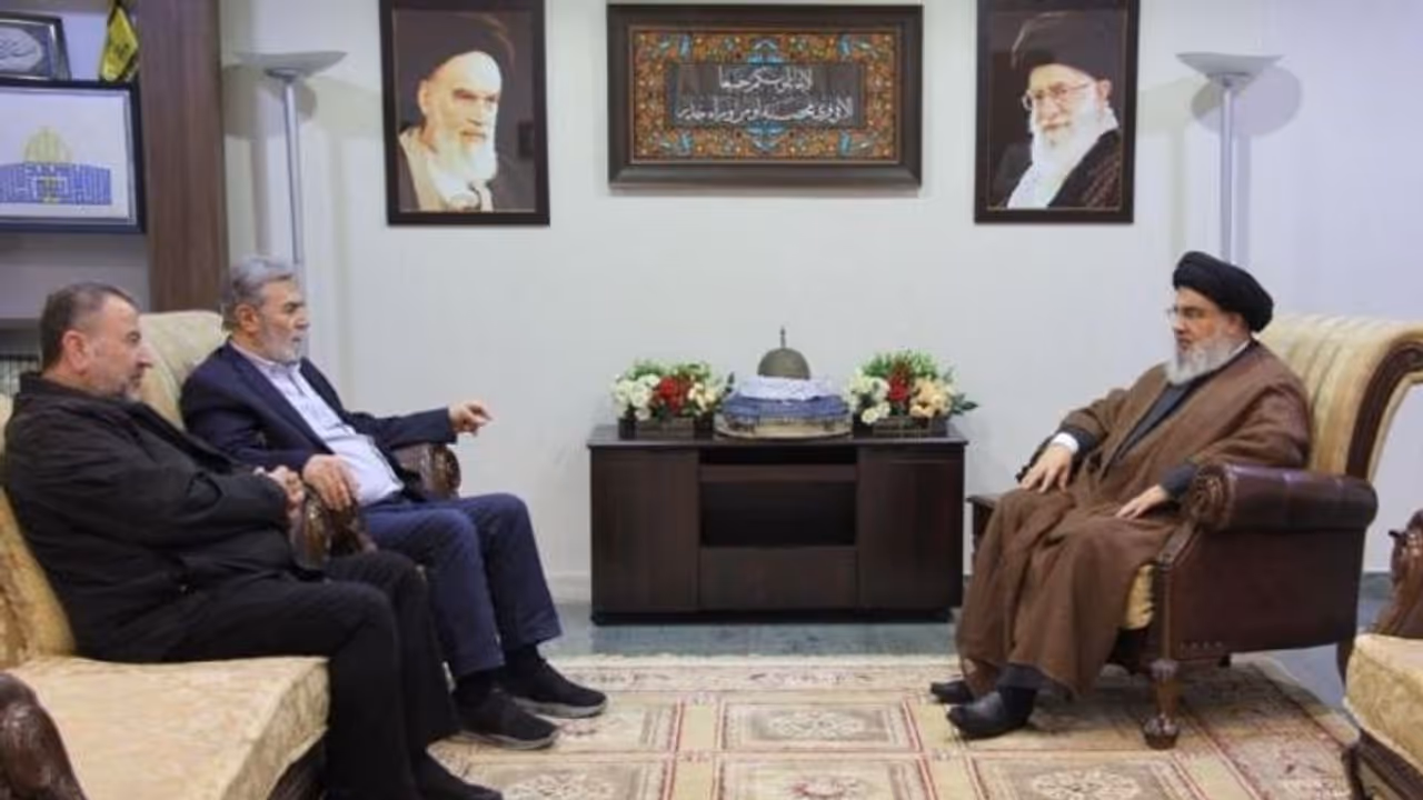 Israel Palestine war: Hezbollah’s Nasrallah meets Hamas deputy leader and Islamic Jihad chief in Beirut Israel Palestine war: Hezbollah’s Nasrallah meets Hamas deputy leader and Islamic Jihad chief in Beirut
