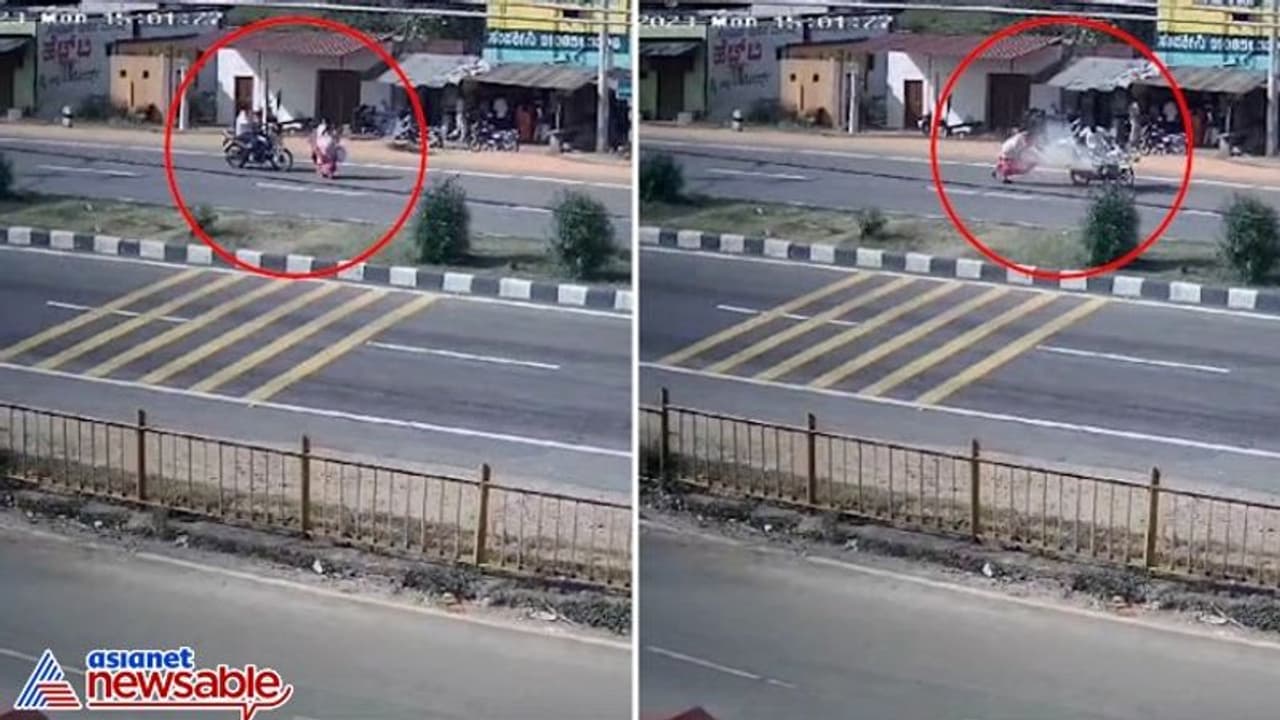 Bengaluru: Deadly accident claims biker's life, seriously injures pedestrian at Nelamangala (WATCH) Bengaluru: Deadly accident claims biker's life, seriously injures pedestrian at Nelamangala (WATCH)