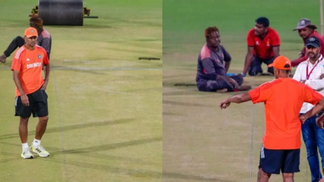 Dravid and co inspect the Wankhede pitch as India gears up for World Cup semi final against New Zealand Dravid and co inspect the Wankhede pitch as India gears up for World Cup semi final against New Zealand