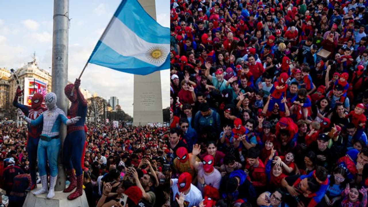 ലോകറെക്കോർഡ് തീർക്കണം, സ്പൈഡർമാൻ വേഷത്തിൽ അർജന്റീനയിൽ ഒത്തുകൂടിയത് ആയിരങ്ങൾ 