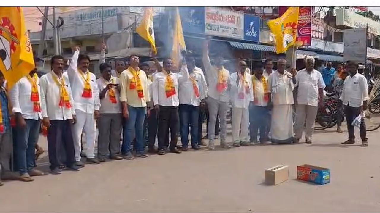 చంద్రబాబుకు బెయిల్... టపాసులు కాలుస్తూ, మిఠాయిలు పంచుకుని టిడిపి సంబరాలు చంద్రబాబుకు బెయిల్... టపాసులు కాలుస్తూ, మిఠాయిలు పంచుకుని టిడిపి సంబరాలు