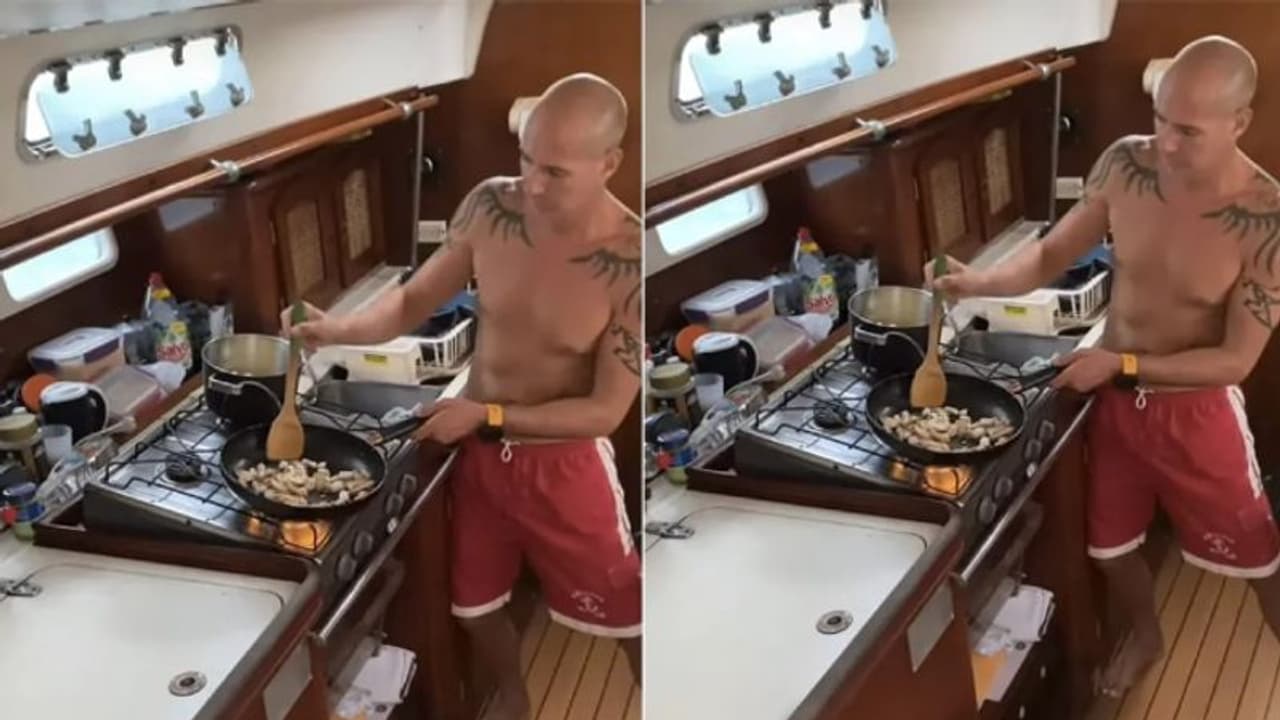 കൊടുങ്കാറ്റില്‍ ആടിയുലയുന്ന ബോട്ടിനുള്ളില്‍ 'കുക്കിംഗ്'; വീഡിയോ അതിശയമാകുന്നു...