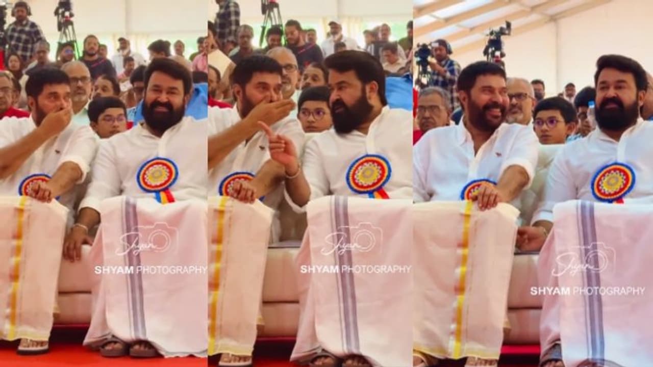 'ചെക്കന് കുട്ടിക്കളി മാറിയിട്ടില്ല'; ഇച്ചാക്കയോട് കുസൃതി കാട്ടി മോഹൻലാൽ, ഹൃദ്യം വീഡിയോ 'ചെക്കന് കുട്ടിക്കളി മാറിയിട്ടില്ല'; ഇച്ചാക്കയോട് കുസൃതി കാട്ടി മോഹൻലാൽ, ഹൃദ്യം വീഡിയോ