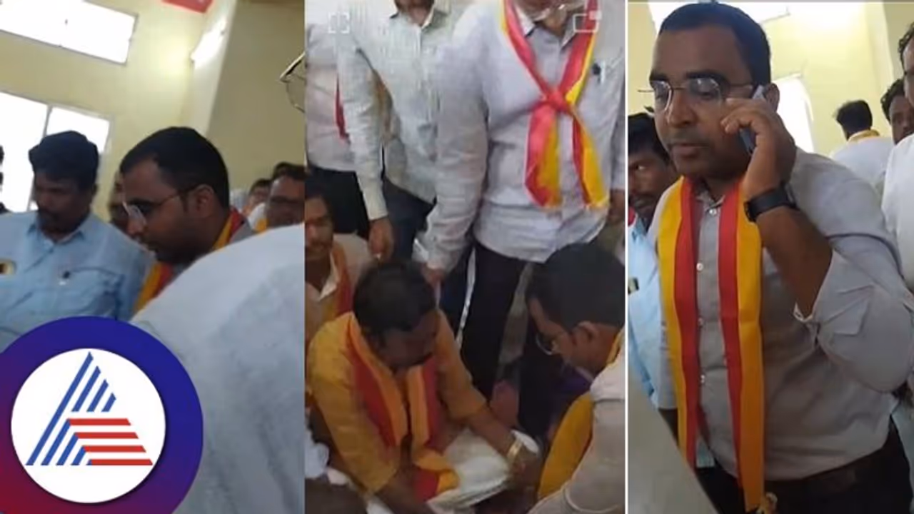 ವಿಡಿಯೋ ವೈರಲ್: ಕನ್ನಡಪರ ಹೋರಾಟಗಾರರ ಕಾಲಿಗೆ ಬಿದ್ದ ಜೇವರ್ಗಿ ತಹಸೀಲ್ದಾರ್!