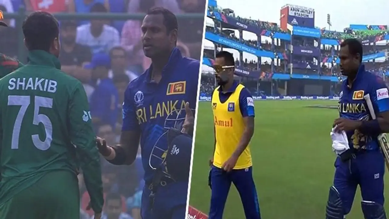 ODI World Cup 2023: Angelo Mathews faces rare 'timed out' decision in the clash against Bangladesh (WATCH) ODI World Cup 2023: Angelo Mathews faces rare 'timed out' decision in the clash against Bangladesh (WATCH)