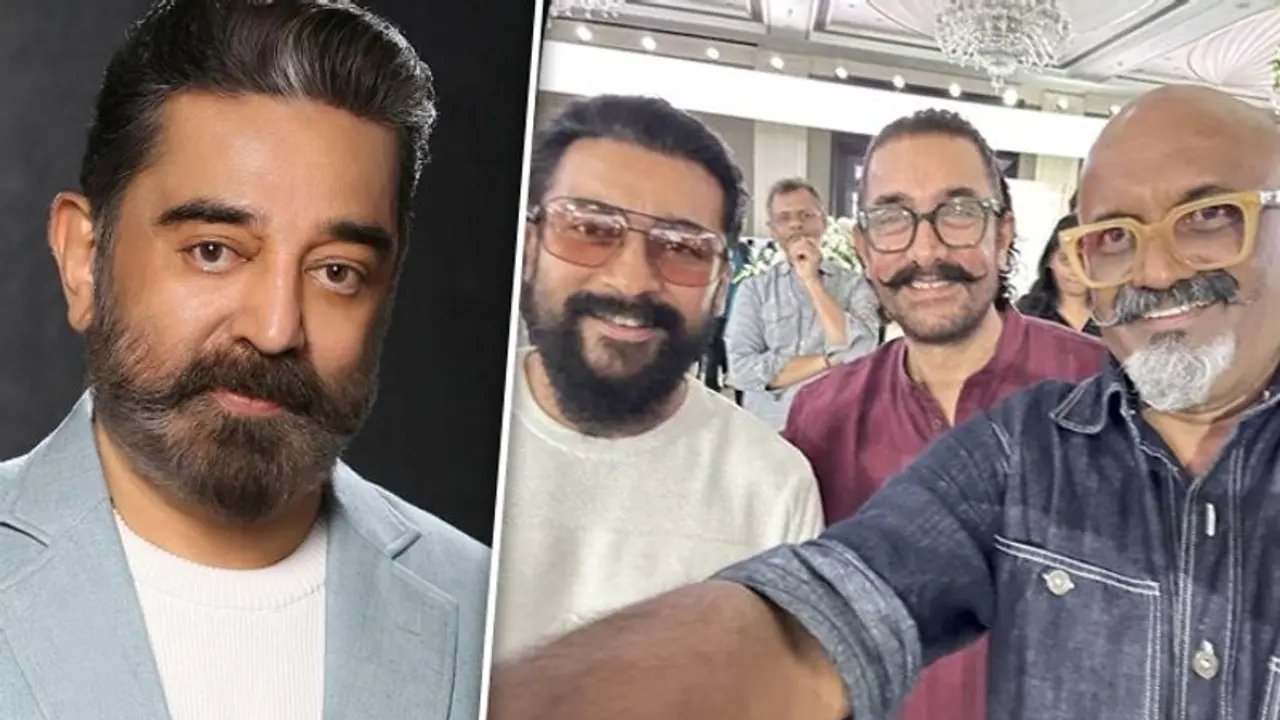 Kamal Haasan's birthday party: Suriya and Aamir Khan pose with Ravi K Chandran for selife