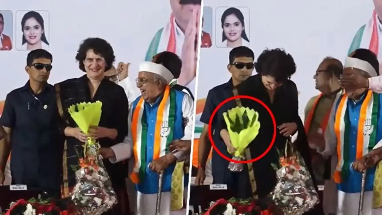Madhya Pradesh Election 2023: Priyanka Gandhi presented with empty bouquet on stage (WATCH)