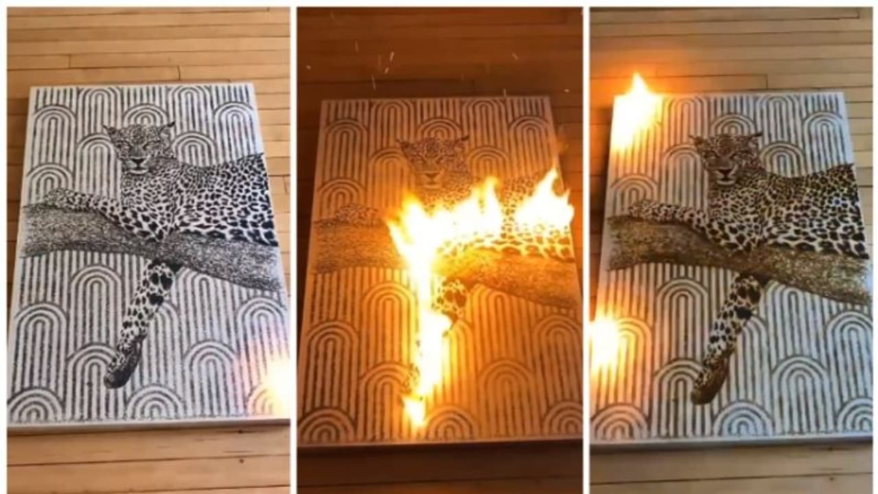 വെടിമരുന്ന് കൊണ്ട് പുള്ളിപ്പുലിയുടെ ചിത്രം; 74 ലക്ഷം പേര് കണ്ട വൈറല് വീഡിയോ ! വെടിമരുന്ന് കൊണ്ട് പുള്ളിപ്പുലിയുടെ ചിത്രം; 74 ലക്ഷം പേര് കണ്ട വൈറല് വീഡിയോ !