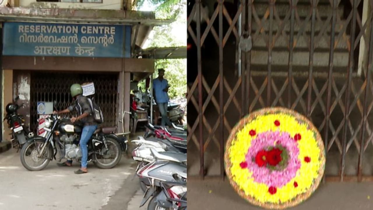 യാത്രക്കാര്‍ക്ക് റെയില്‍വെയുടെ ഇരുട്ടടി, കൊല്ലത്തെ റിസര്‍വേഷന്‍ കൗണ്ടര്‍ പൂട്ടി, റീത്ത് വെച്ച് പ്രതിഷേധം
