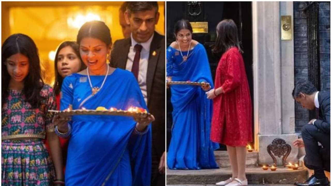 ഡൗണിങ് സ്ട്രീറ്റ് 10ല് ദീപം തെളിയിച്ച് ഋഷി സുനക്, സാരിയില് തിളങ്ങി അക്ഷത മൂര്ത്തി; ഗണപതി വിഗ്രഹം മോദി വക ഡൗണിങ് സ്ട്രീറ്റ് 10ല് ദീപം തെളിയിച്ച് ഋഷി സുനക്, സാരിയില് തിളങ്ങി അക്ഷത മൂര്ത്തി; ഗണപതി വിഗ്രഹം മോദി വക