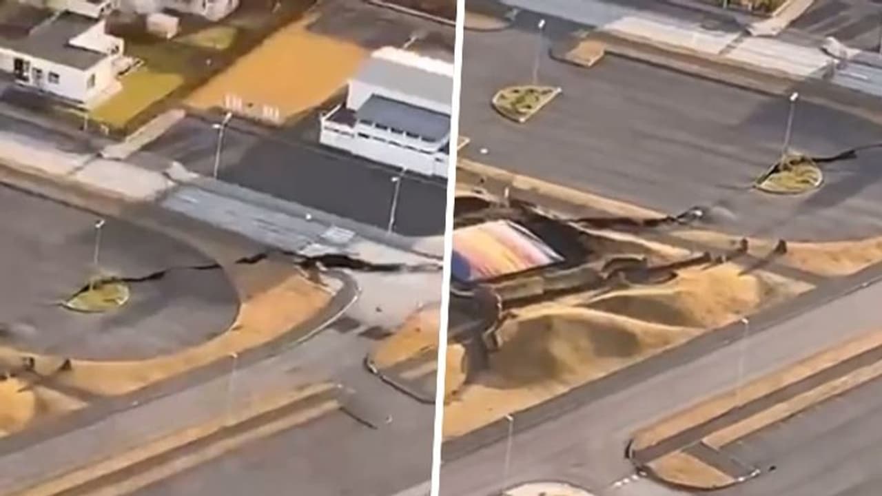 Dramatic videos show large crack in the heart of Iceland town as volcanic eruption looms (WATCH)