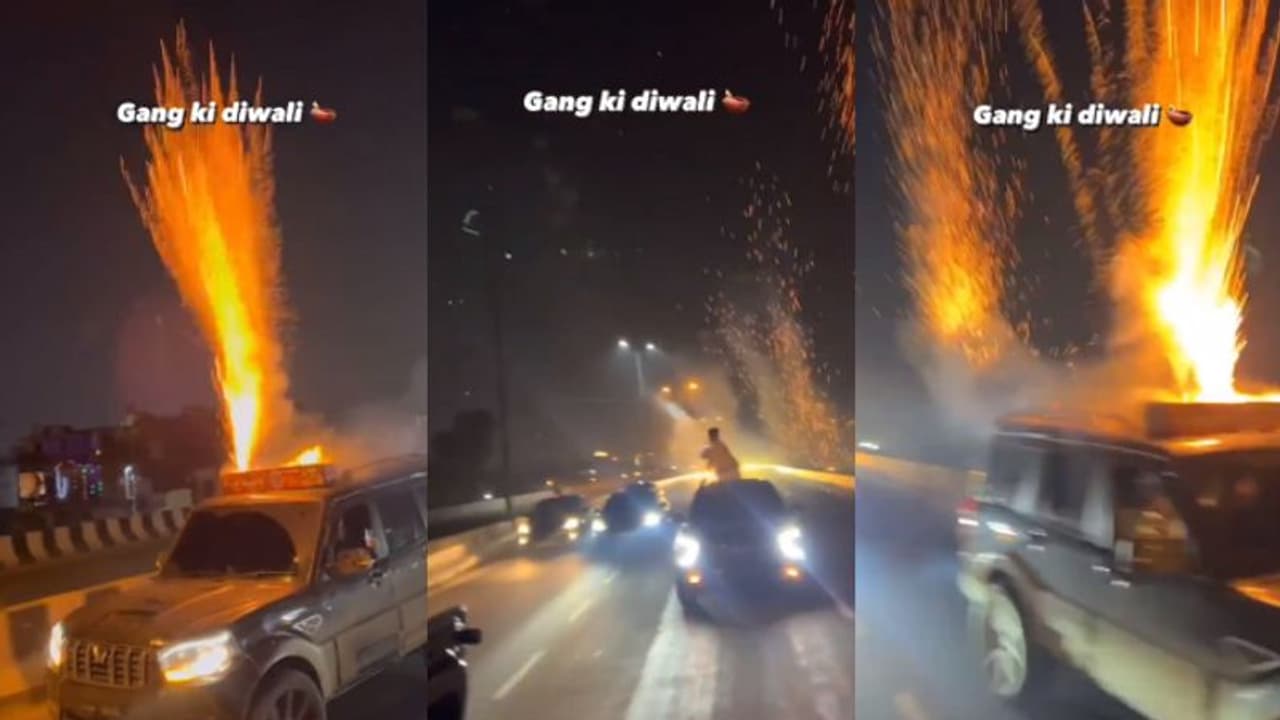 'റീൽ രംഗമല്ല, റിയൽ ജീവിതം'; ഓടുന്ന കാറിന് മുകളിൽ കത്തിച്ച് വച്ച പടക്കം, ദീപാവലി ആഘോഷത്തിന്‍റെ വീഡിയോ വൈറൽ !
