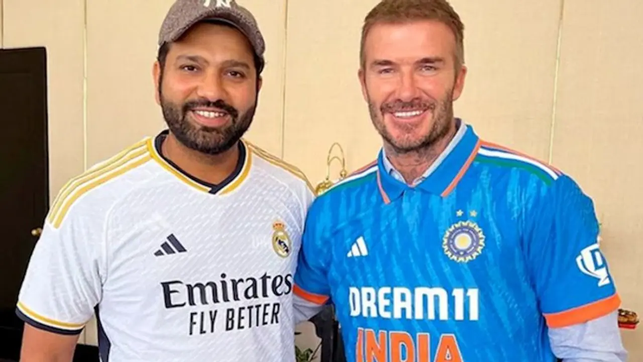 Iconic jersey exchange: David Beckham and Rohit Sharma's memorable moment post the semi final in Wankhede Iconic jersey exchange: David Beckham and Rohit Sharma's memorable moment post the semi final in Wankhede