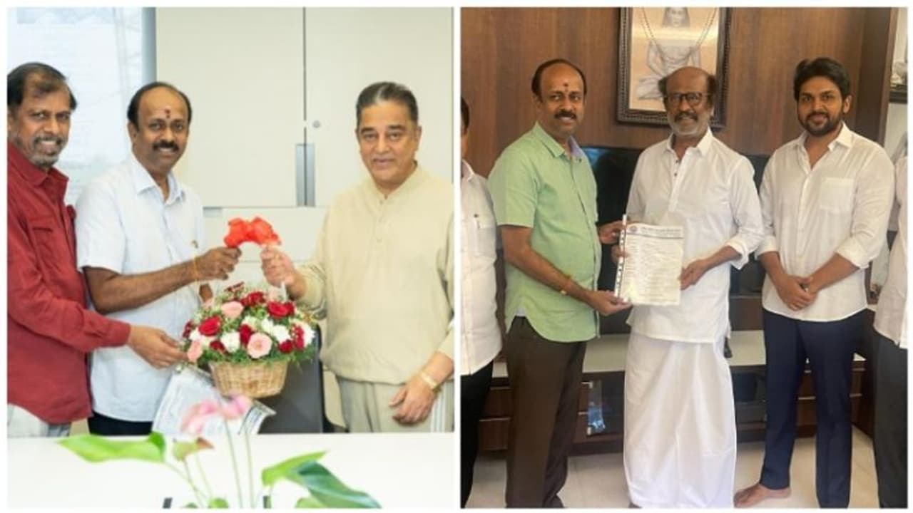 தமிழ் திரையுலகம் சார்பில் நடைபெறவுள்ள கலைஞர் நூற்றாண்டு விழாவிற்கு ரஜினி கமலுக்கு அழைப்பு! தமிழ் திரையுலகம் சார்பில் நடைபெறவுள்ள கலைஞர் நூற்றாண்டு விழாவிற்கு ரஜினி கமலுக்கு அழைப்பு!