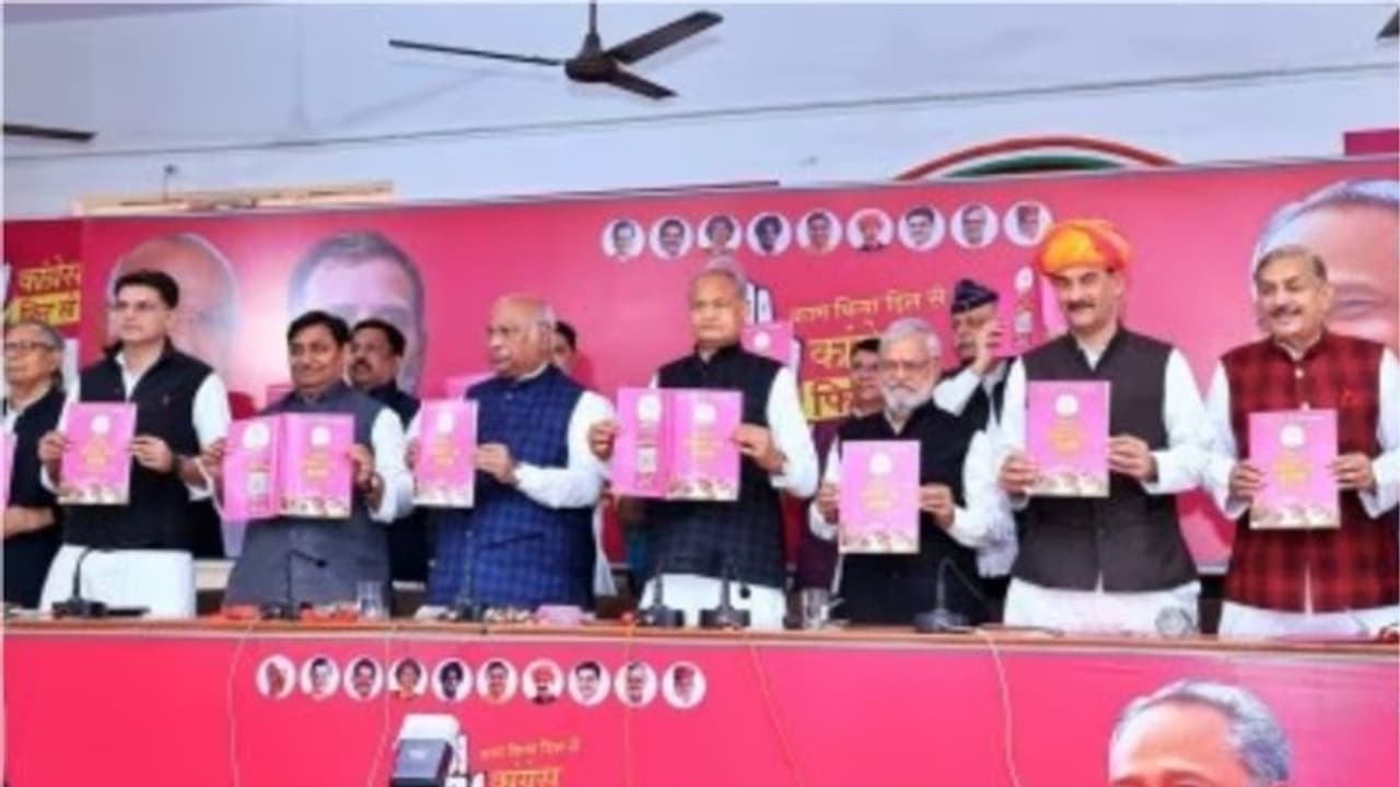 500രൂപക്ക് ഗ്യാസ്, ജാതിസെന്‍സന്‍സ്, 25ലക്ഷംരൂപയുടെ ആരോഗ്യഇന്‍ഷ്വറന്‍സ്, രാജസ്ഥാനില്‍ കോണ്‍ഗ്രസ് പ്രകടനപത്രിക