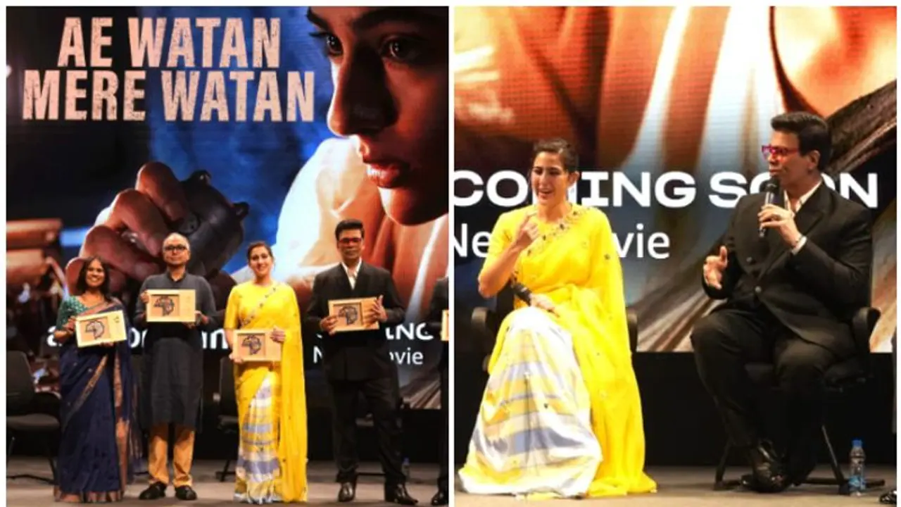 IFFI 2023: Sara Ali Khan's 'Ae Watan Mere Watan' first preview unveiled; Karan Johar graces the event IFFI 2023: Sara Ali Khan's 'Ae Watan Mere Watan' first preview unveiled; Karan Johar graces the event